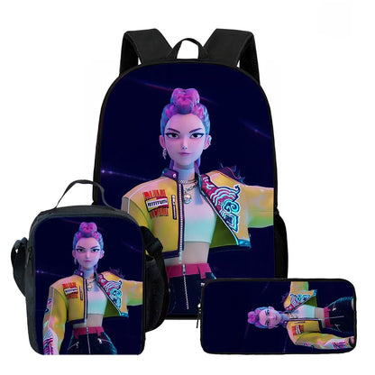Cartoon KPop Demon Hunters Child School Backpack With Lunch Bags Pencil Bags For,Light Weight Child School Bags