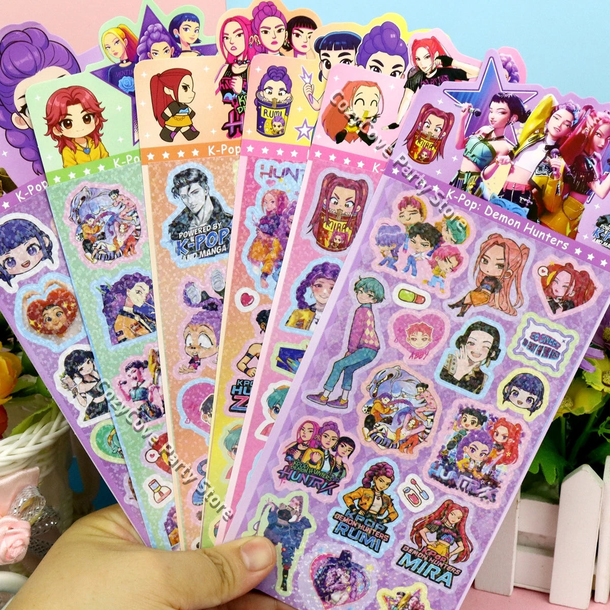 K-pop Demon Huntes Laser sticker Guka Devil Men's Group Anime Laser Cut Sticker for Office Stationery School Supplies Decoration