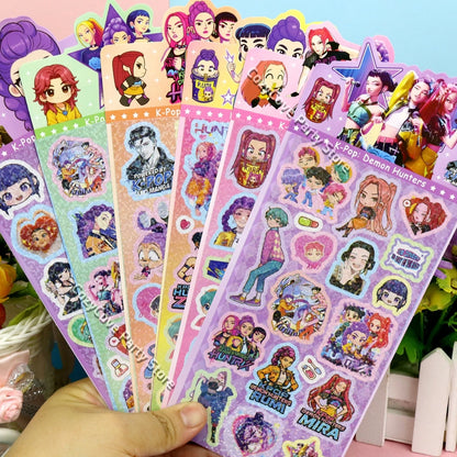 K-pop Demon Huntes Laser sticker Guka Devil Men's Group Anime Laser Cut Sticker for Office Stationery School Supplies Decoration