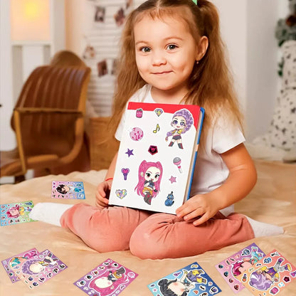 8/16/24Sheets Funny Kpop Demon Hunters Cartoon Puzzle Stickers DIY Phone Laptop Luggage Skateboard Graffiti Decals for Kid Gift