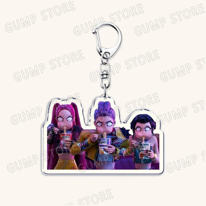 Popular Kpop TV Demon Hunters Huntrix Saja Boys Keychains for Accessories Bag Rumi Zoey Jinu Keyring Jewelry Fans Friends Gifts