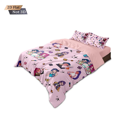 3pc K-Pop Demon Hunters printed coreless down duvet cover in multiple sizes, soft bedroom bedding decoration, machine washable