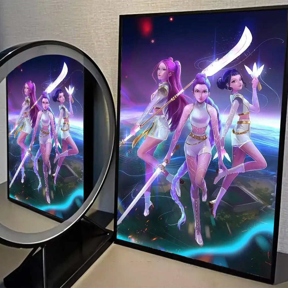 K-pop D-Demon Hunters Movie Sticky Posters Whitepaper Sticker DIY Room Bar Cafe Posters Wall Stickers