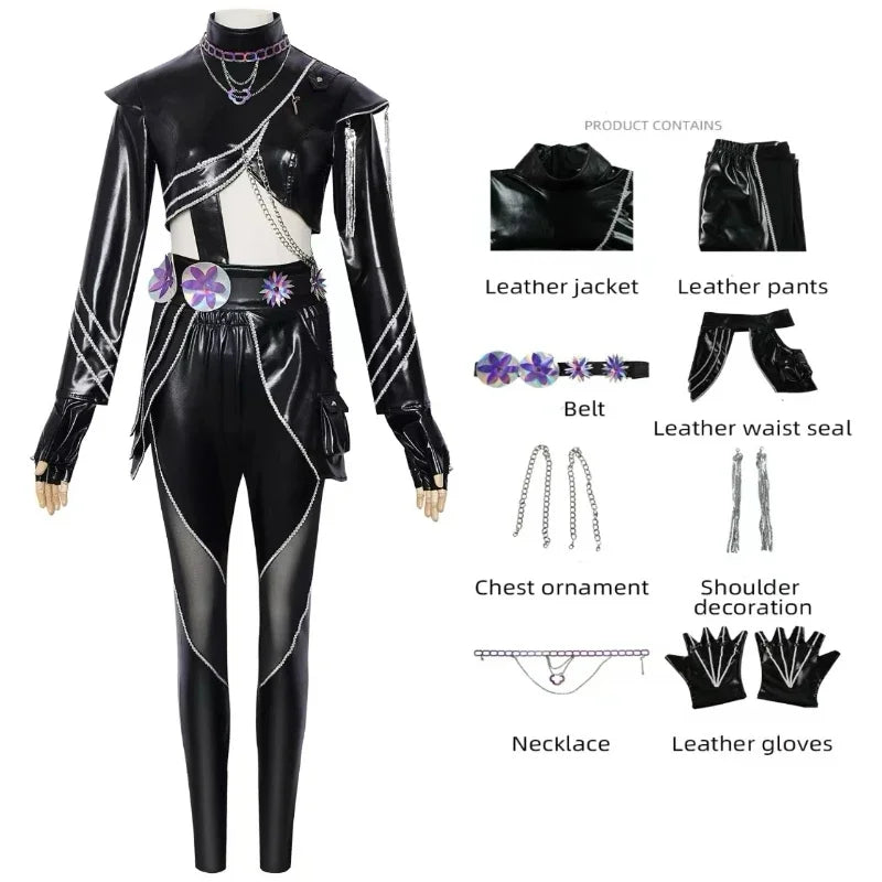 Kids Rumi Zoey Mira Demon Hunters Kpop Cosplay Costume for Child Girls Printed Clothing Roleplay Outfits Halloween Carnival Suit