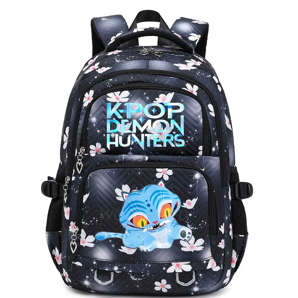 KPop Demon Hunters Backpack Cat Derpy Print Cartoon School Bag High Quality Large Capacity Boys Girls Student Leisure Backpacks