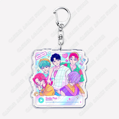 Cute Kpop Band Demon Hunters Huntrix Saja Boys Keychains for Accessories Jewelry Rumi Zoey Jinu Derpy Tiger Keyrings Fans Gifts