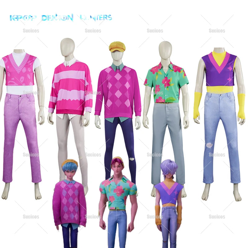 Kids Boys Mystery Cosplay Costume Wig Kpop Demon Hunters Saja Boys Men Halloween Adult Child Mystery Cosplay Costume