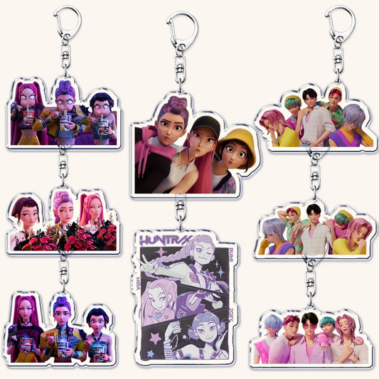Hot Kpop Demon Hunters Huntrix Saja Boys Keychains for Accessories Jewelry Rumi Zoey Jinu Mira Sold My Soul Keyrings Fans Gifts