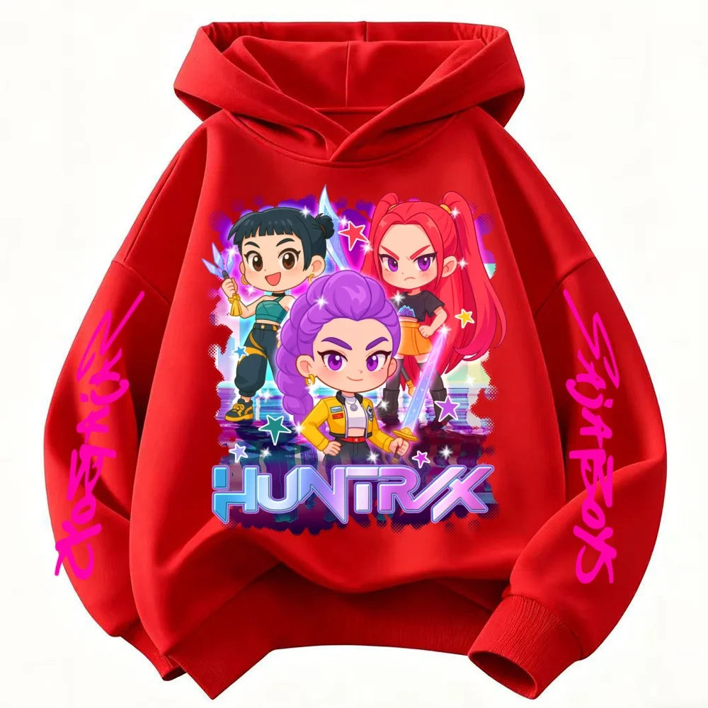 KPop Demon Hunter Rumi Derpy Cartoon Girls Boy Hooded Sweatshirt Warm Children's Wave Fashion Casual Tops Casual Girls Clothing