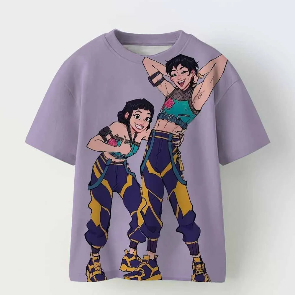 KPop Demon Hunters Tiger Girls Boys T Shirt K-Pop Demon Hunters Children's Clothing T-shirts Cute Cartoon Print Tee Tops