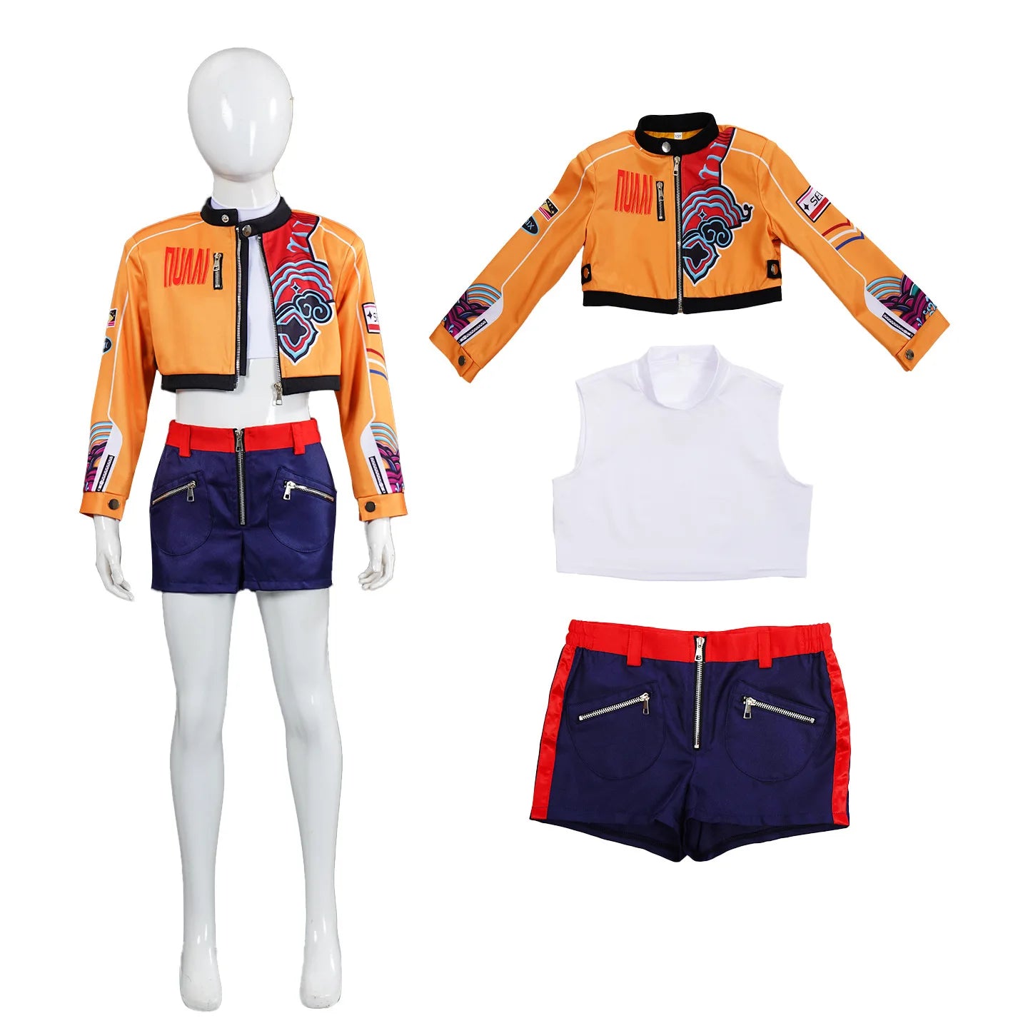 Kids Kpop Demon Hunters Huntrix Rumi Cosplay Costume Disguise Clothing Child Girls Idol Roleplay Outfits Halloween Party Suit