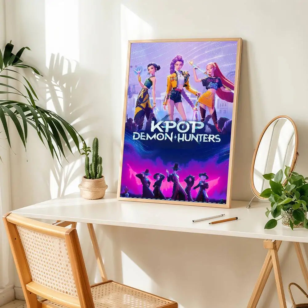 K-pop D-Demon Hunters Anime Poster Suitable For Home Living Room Bedroom Office Bar Wall Decoration Sticker