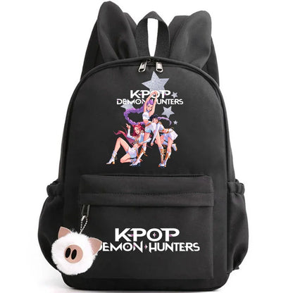 KPop Demon Hunter Backpack for Girls Boys Children Rucksack Casual School Bags Travel Rabbit Ears Backpacks Mochila gift bags