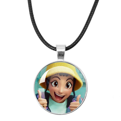 KPop Demon Hunters Leather Rope Necklace Huntr-x Rumi Zoey Mira Pendant Necklace Jewelry Accessories Cosplay Props Fans Gifts