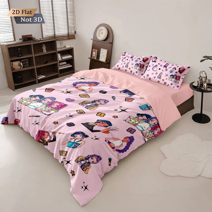 3pc K-Pop Demon Hunters printed coreless down duvet cover in multiple sizes, soft bedroom bedding decoration, machine washable