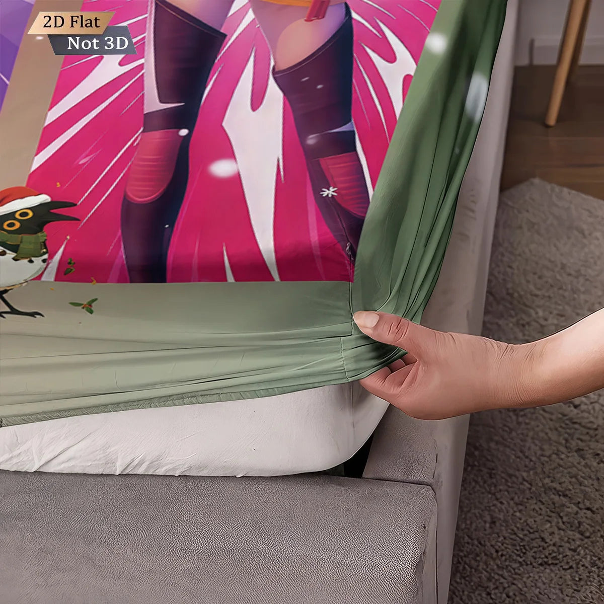 3pcsK-Pop Demon Hunters Printed coreless Fitted Sheet Set Multi Size Soft Bed Cover Bedroom Bedding Decoration Machine Washable