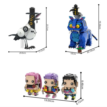 MOC K pop Demon Hunters Building Blocks Music Anime Korean K POP Girl Group Three Eyed Bird Tiger Model Collect Toy for Kid Gift