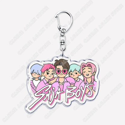 Cute Kpop Band Demon Hunters Huntrix Saja Boys Keychains for Accessories Jewelry Rumi Zoey Jinu Derpy Tiger Keyrings Fans Gifts
