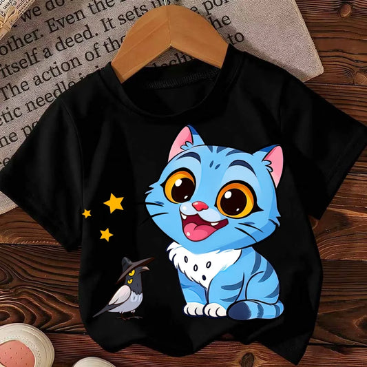 Summer Boys New Cartoon Tee KPop Demon Hunters Saja Boys Print Cool Kids Tee Harajuku Tops Short Sleeve Baby Girl Boy Clothing