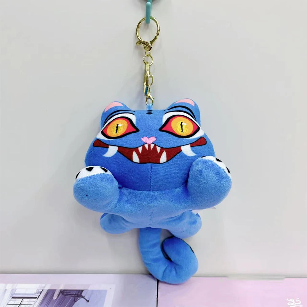 New Anime Kpop Demons Hunters Plush Keychain Cute Purple Tiger Black Hat Magpie With 3 Eyes Monster Keychain Plush Toy