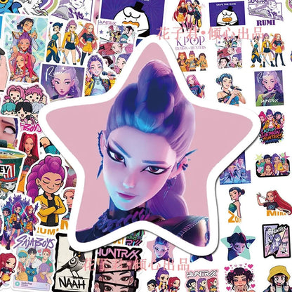 60pcs/Set KPop Demon Hunters Stickers Derpy Tiger Waterproof Graffiti DIY Phone Case Laptop Sticker