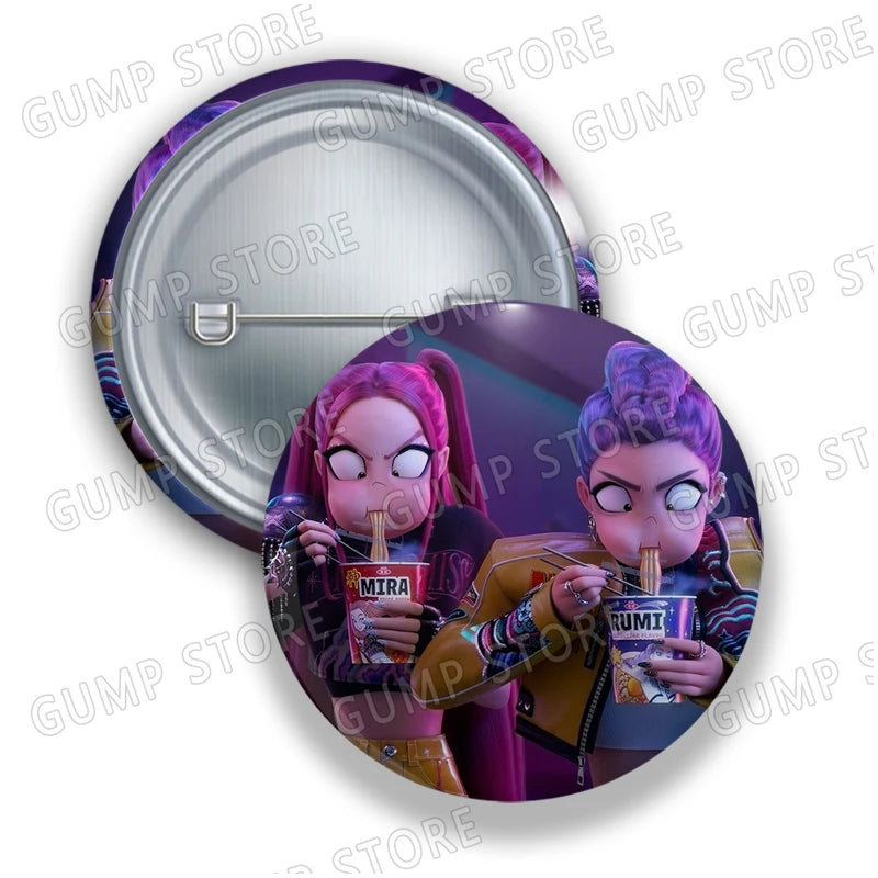 Kpop Demon Hunters Badges for Jewelry Accessories Bag Decor Huntrix Saja Boys Rumi Zoey Jinu Tinplate Button Brooch Pins Gifts