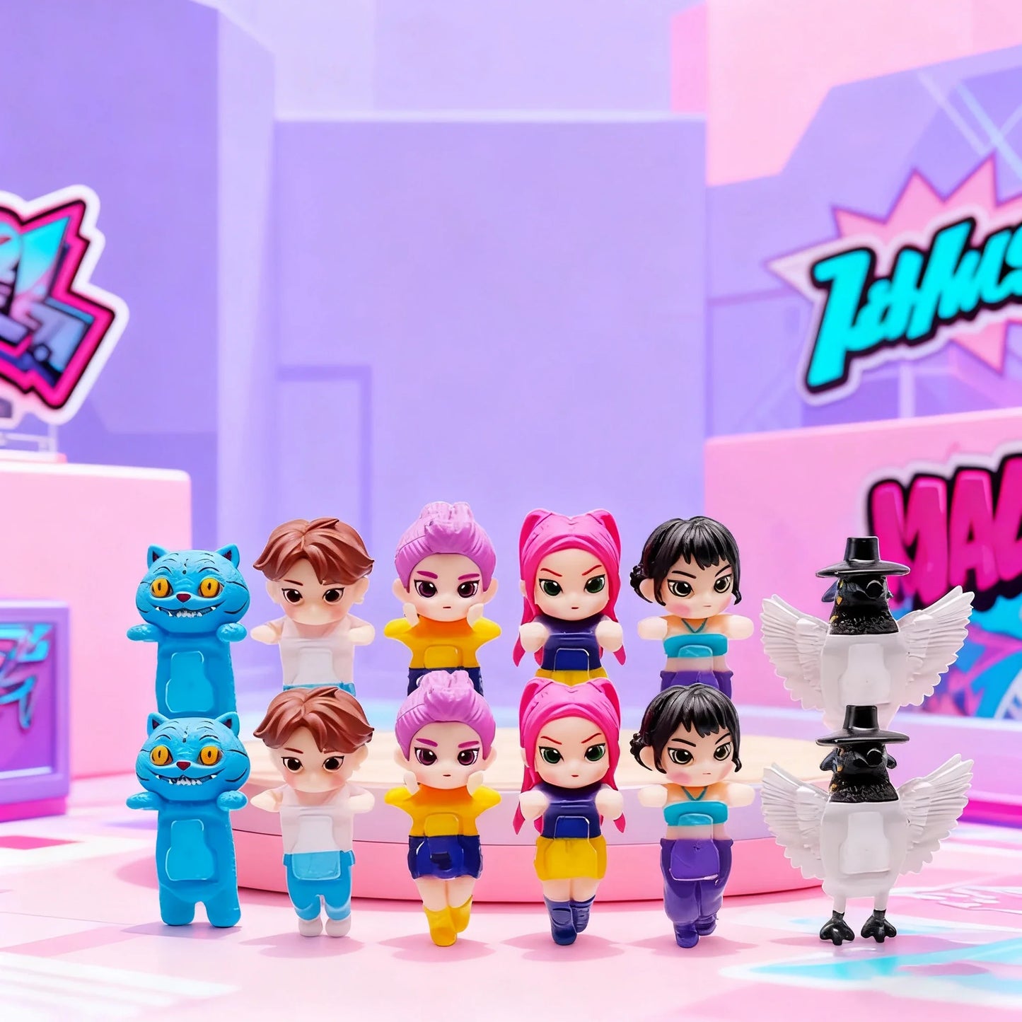 New Kpop Demon Hunters Figure Series Car-mounted Phone Holder Decoration Tiger Mira Zoey Doll Mini Decor Model Toys Girl Gifts