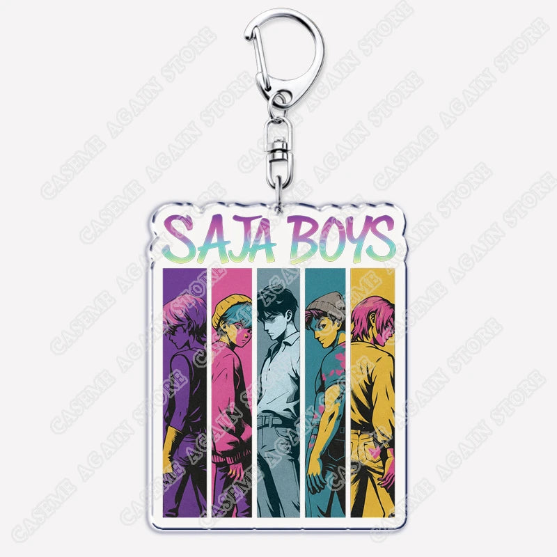 Cute Kpop Band Demon Hunters Huntrix Saja Boys Keychains for Accessories Jewelry Rumi Zoey Jinu Derpy Tiger Keyrings Fans Gifts