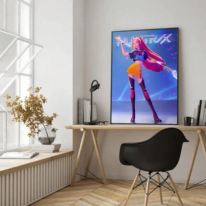 K-pop D-Demon Hunters Anime Poster Self-adhesive Art Waterproof Paper Sticker Coffee House Bar Room Wall Decor