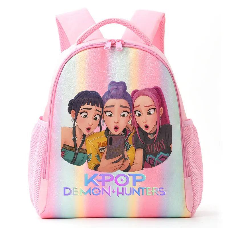 For K-Pop Demon Hunters Student Rainbow Backpack Anime Accessories HUNTR/X Rumi Mira Zoey Schoolbag Children's Birthday Gifts