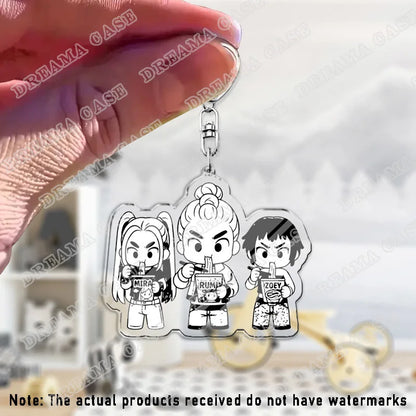 Cute Cartoon Huntrix Saja Boys Acrylic Keychains Ring Double-Sided Key Chain Jewelry Kpop Demon Hunters Fan Love Gifts
