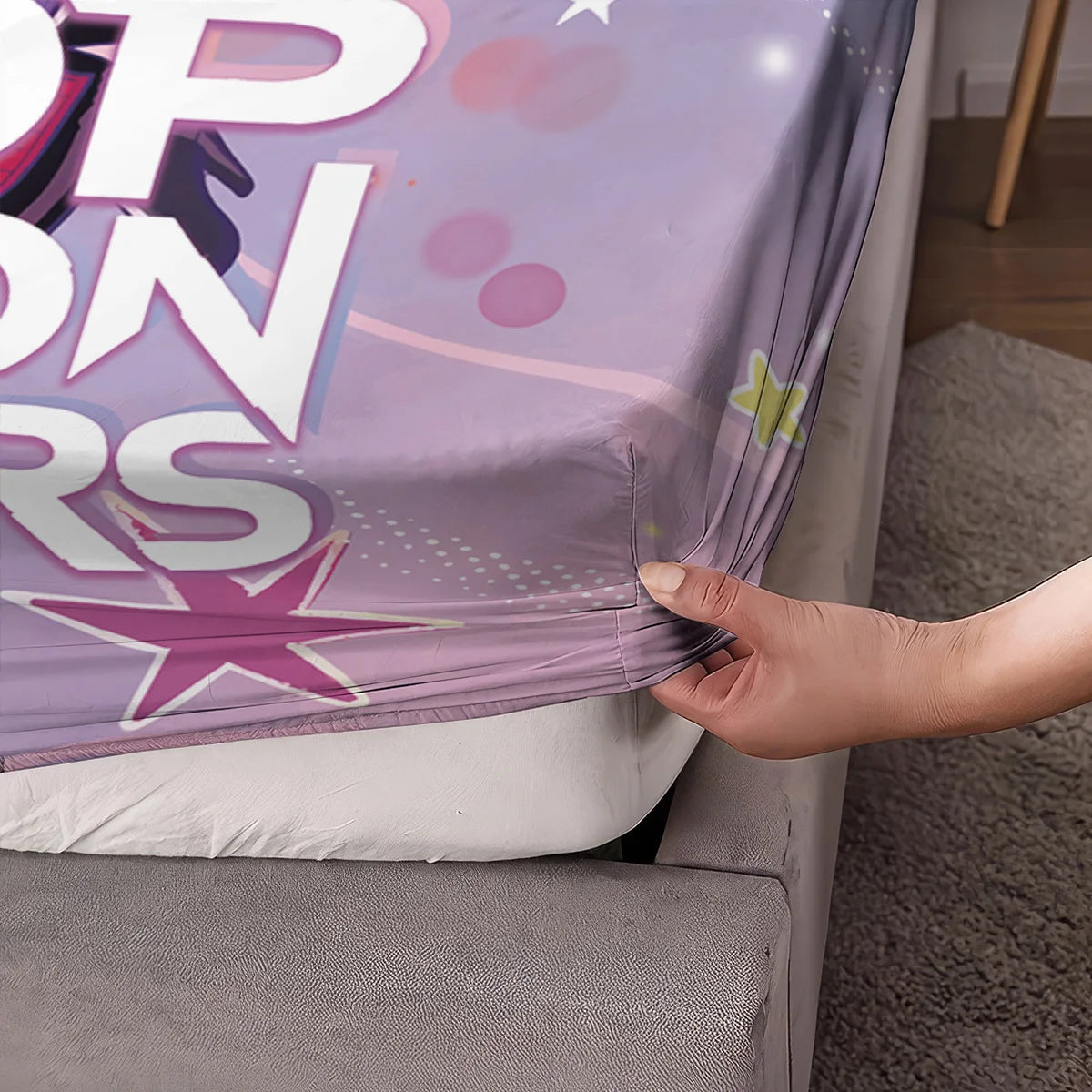 3pcs K-Pop Demon Hunters Print coreless Fitted Sheet Set Multi Size Soft Bedspread Bedroom Bedding Decoration Machine Washable