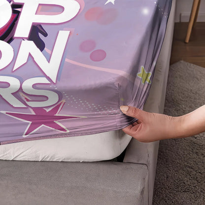 3pcs K-Pop Demon Hunters Print coreless Fitted Sheet Set Multi Size Soft Bedspread Bedroom Bedding Decoration Machine Washable