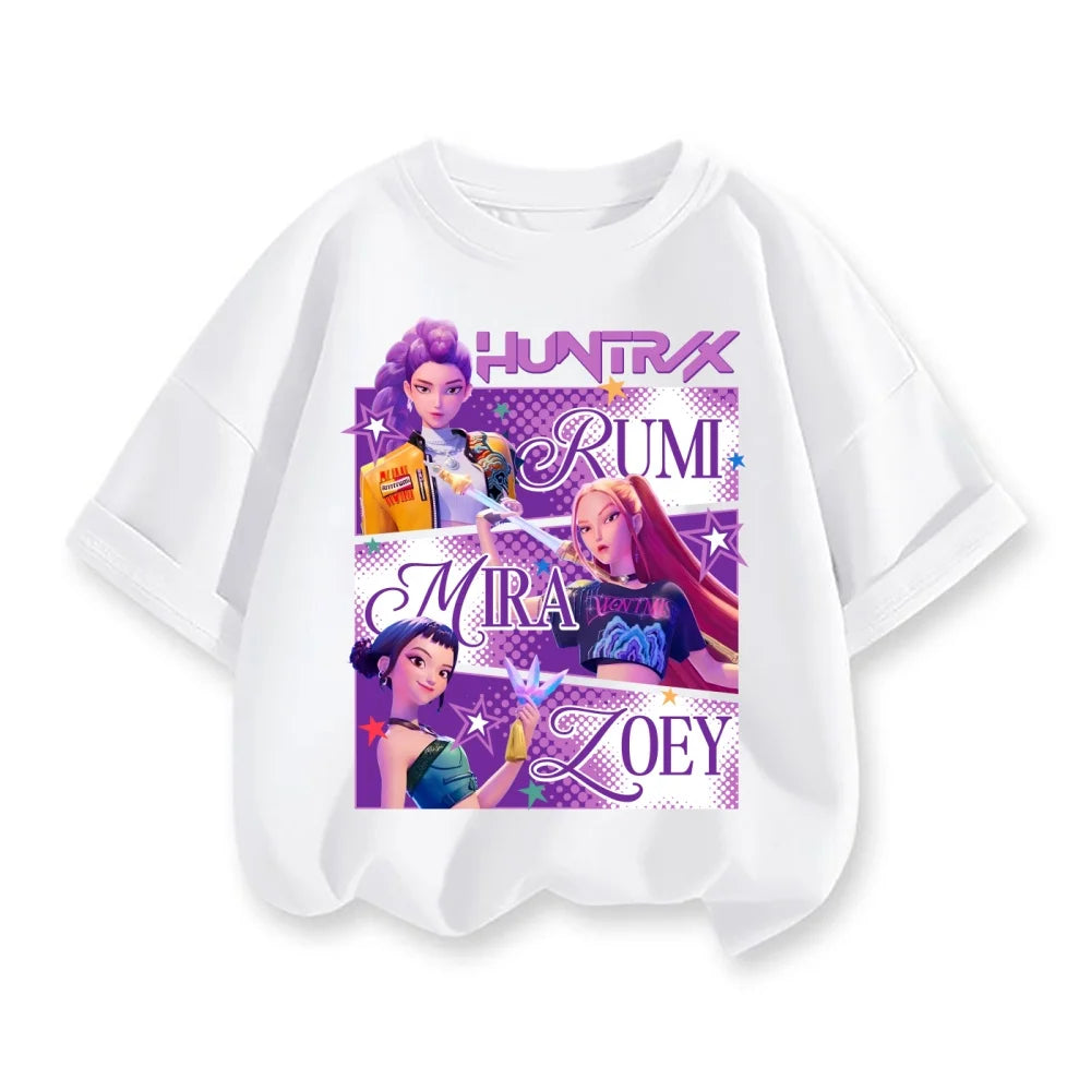 Cute Cartoon Saja Boys T-shirts Boys Girls Short Sleeve T-shirt Tops Anime Kpop Demon Hunters T Shirt Gifts Children's Clothing