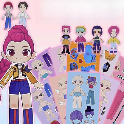 10/20/30 Sheets KPop Demon Hunters Stickers DIY Dress Up Puzzle Stickers Kids Make Your Own Game Children Jigsaw Education Toy