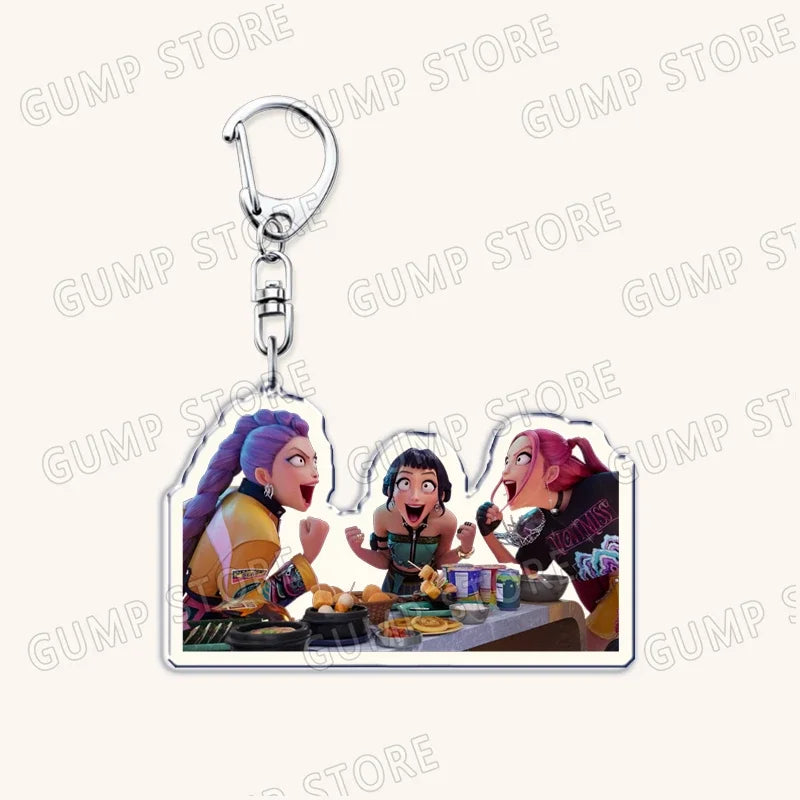 Popular Kpop TV Demon Hunters Huntrix Saja Boys Keychains for Accessories Bag Rumi Zoey Jinu Keyring Jewelry Fans Friends Gifts