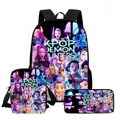 Disney Cartoon  KPop Demon Hunters Child School Backpack With Shoulder Bag Pencil Bag For Kindergarten,Light Weight Child Bags