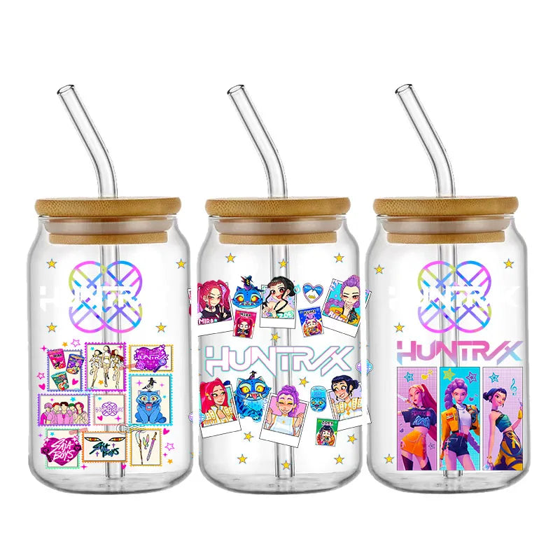 Demon Hunters Movie Kpop Lover Gift Anime Fan UV DTF Stickers Ready To Transfer Cup Wrap Custom DIY Craft For Libbey Can Glass