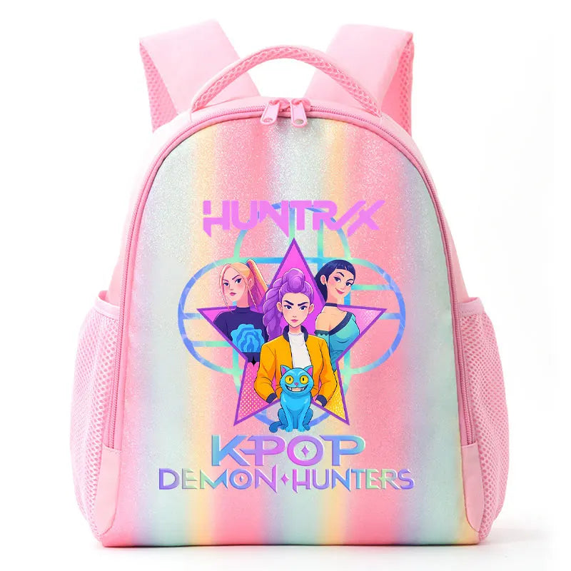 For K-Pop Demon Hunters Student Rainbow Backpack Anime Accessories HUNTR/X Rumi Mira Zoey Schoolbag Children's Birthday Gifts