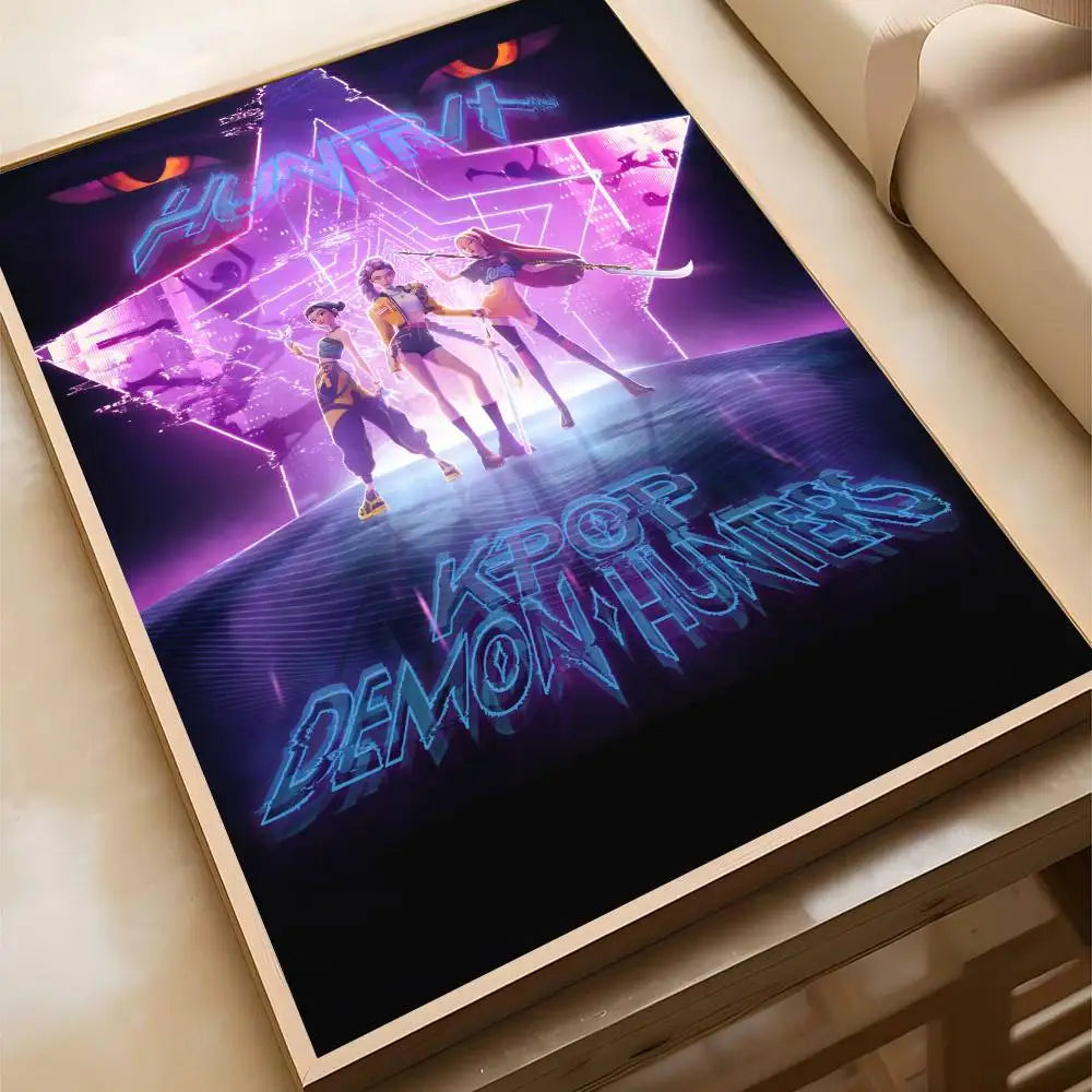 K-pop D-Demon Hunters Anime Poster Self-adhesive Art Waterproof Paper Sticker Coffee House Bar Room Wall Decor