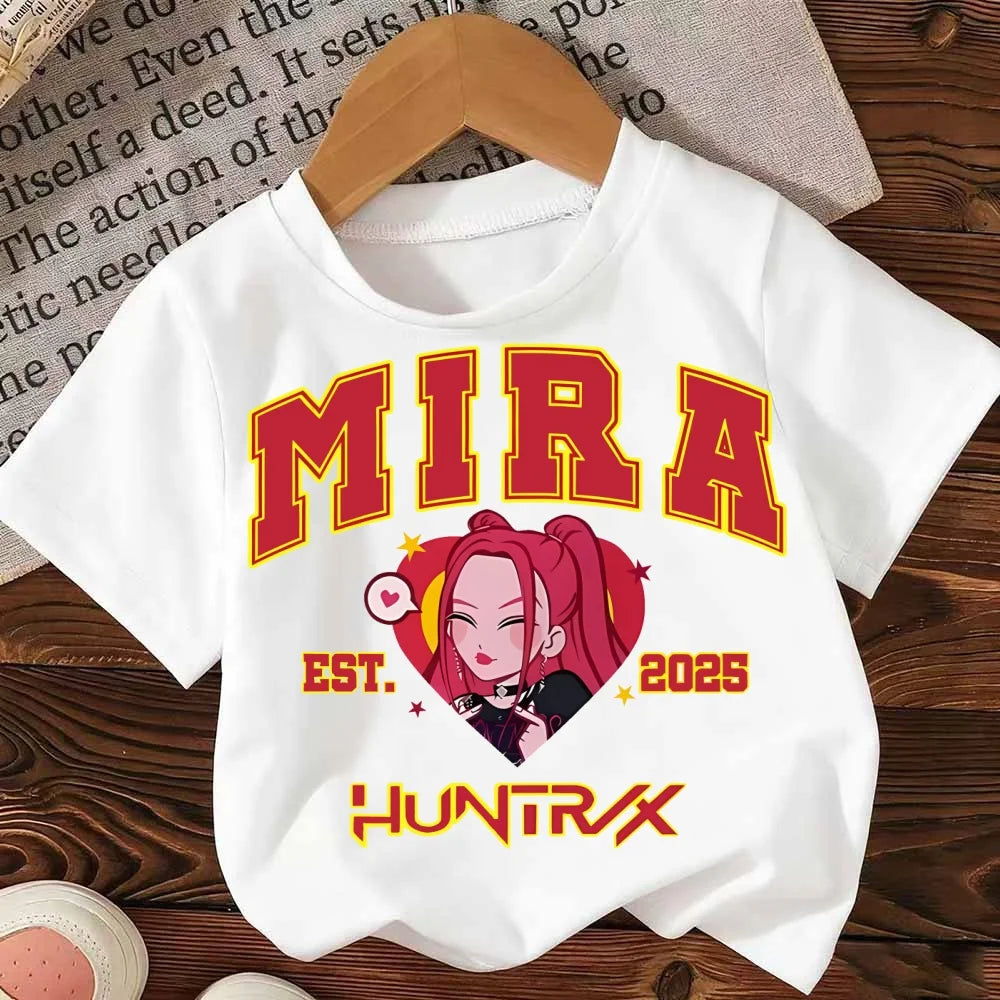 Kids T-Shirt Kpop Demon Hunter HuntrX Graphic Tops Harajuku Korean Boys Girls Streetwear Short Sleeve Tees Children Clothing