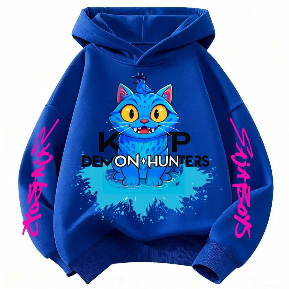 2025 New Saja Boys Derpy KPop Demon Hunter Cartoon Boy Hooded Sweatshirt Warm Wave Fashion Casual Tops Casual Black Clothing