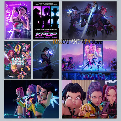New K-Pop Girls Group Demon Hunters Art Fans Artwork Music Movie Anime Kpop Poster Canvas Painting Wall Pictures Fans Home Decor