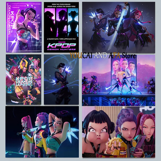 New K-Pop Girls Group Demon Hunters Art Fans Artwork Music Movie Anime Kpop Poster Canvas Painting Wall Pictures Fans Home Decor