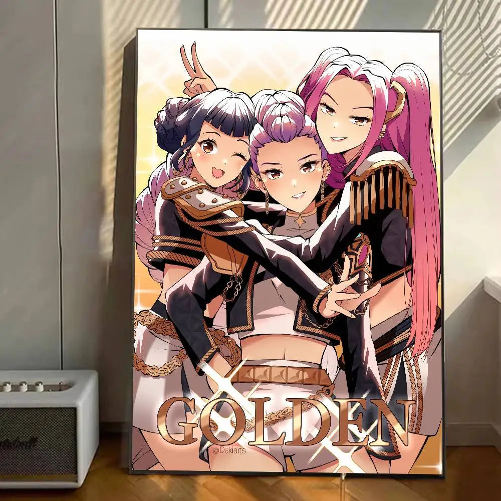 K-pop D-Demon Hunters Anime Poster Gallery Prints Self Adhesive Home Decor Decoration Wall Decals Living Room Sticker