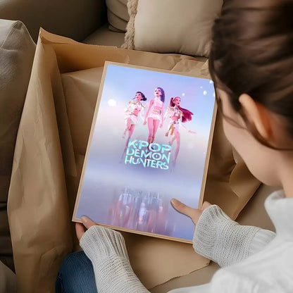 Anime K-Kpop Demon Hunters Poster Sticky Wall Art Printing Waterproof Home Living Bed Room Bar Aesthetic Decor