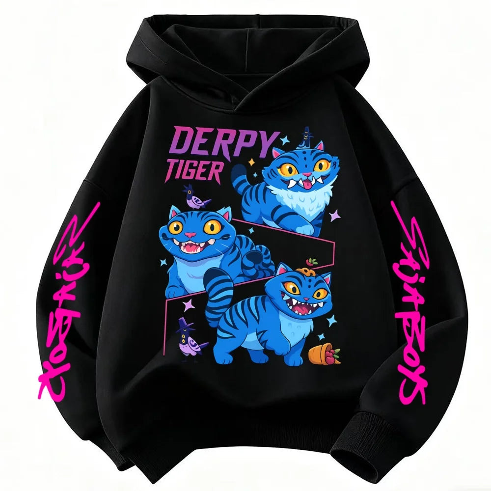 Kpop Demon Hunter Hoodies Girls Kawaii Letter A-Z Sweatshirt Tops Children Autumn Winter Long Sleeves Pullover Kids Clothes Gift