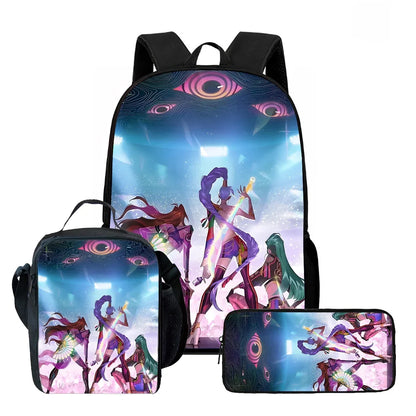 Cartoon KPop Demon Hunters Child School Backpack With Lunch Bags Pencil Bags For,Light Weight Child School Bags