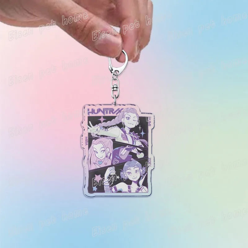 Kpop Demon Hunters Huntrix Saja Boys Keychain Llavero Accessories Bag Rumi Zoey Jinu Ramen Keychains Keyrings Jewelry Fans Gift