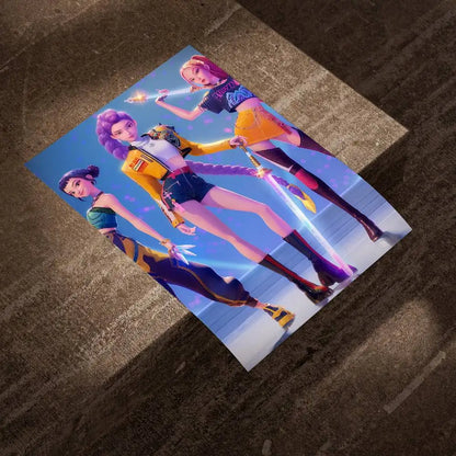 K-KPop Demon Hunter Poster Self-adhesive Art Waterproof Paper Sticker Coffee House Bar Room